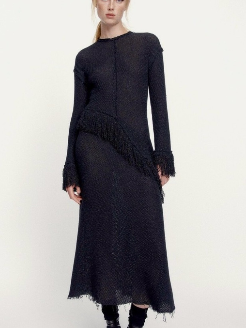 Zara Studio KNIT SHIMMERY SPARKLY DRESS LIMITED EDITION Black Silver